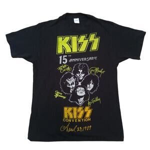KISS T-Shirt Convention 4/23/89 -15th Anniversary Large Black Single Stitch READ